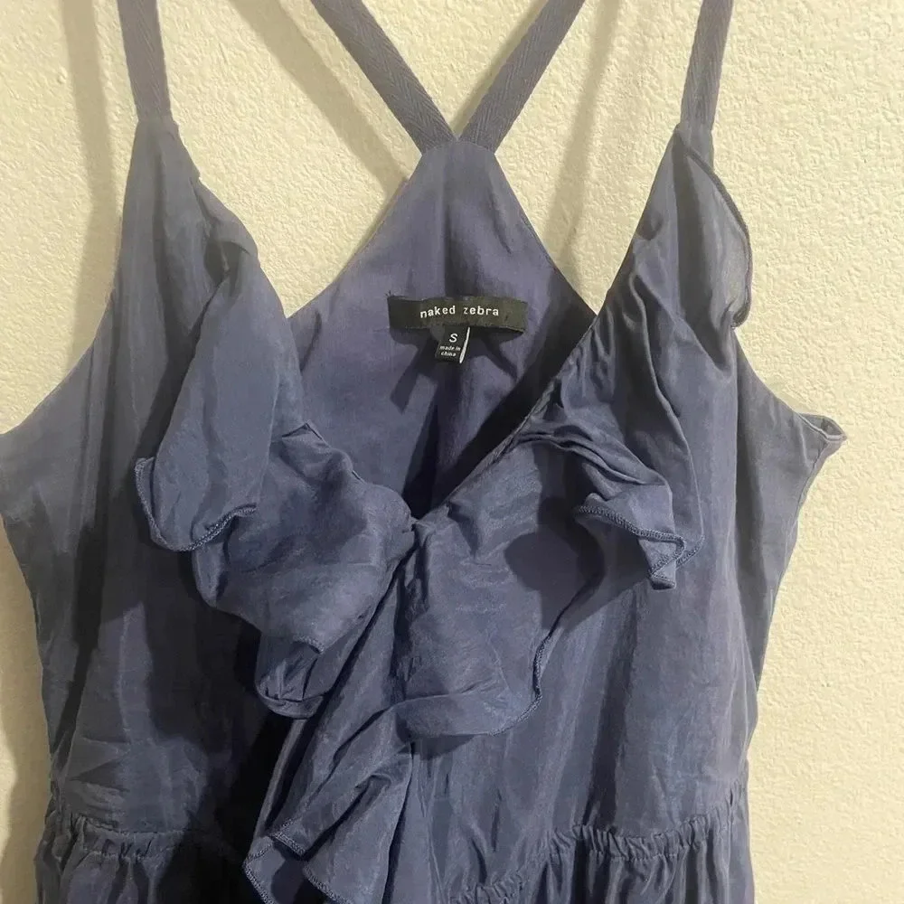 Naked zebra ruffles silk blend dress size‎ Small